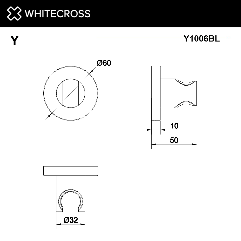 Кронштейн точечный WHITECROSS Y1006BL (черный мат)