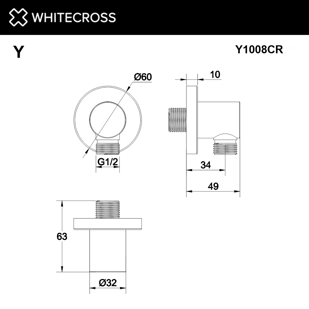 Угловой соединительный элемент WHITECROSS Y1008CR (хром)