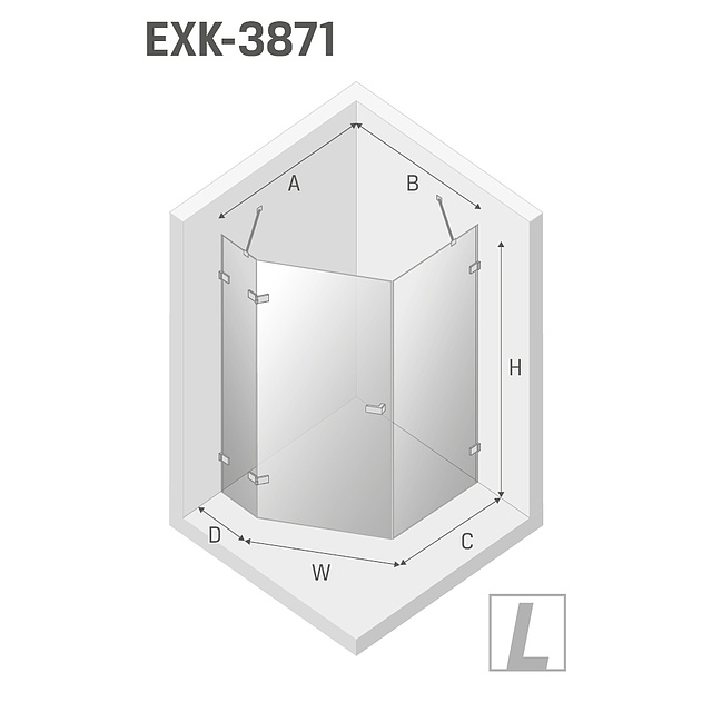 Душевое ограждение NEW TRENDY AVEXA WHITE L 100x80x200 EXK-3871 (белый)
