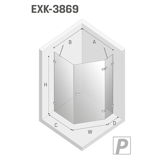 Душевое ограждение NEW TRENDY AVEXA WHITE R 100x80x200 EXK-3869 (белый)