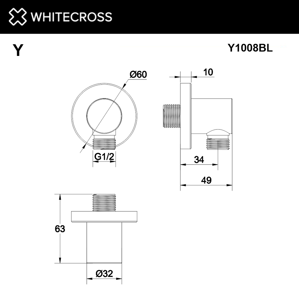 Угловой соединительный элемент WHITECROSS Y1008BL (черный мат)