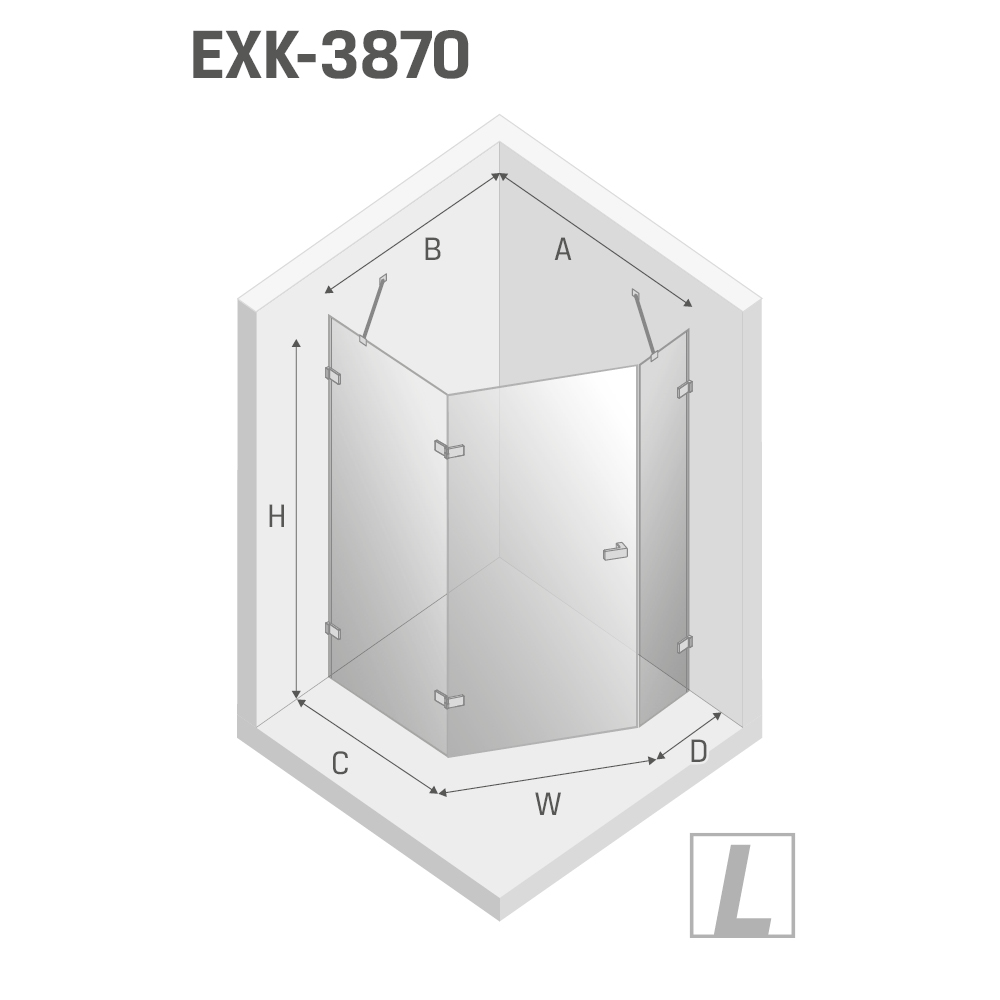 Душевое ограждение NEW TRENDY AVEXA WHITE L 100x80x200 EXK-3870 (белый)