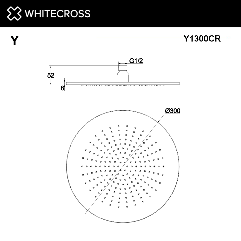 Верхний душ WHITECROSS D=30 см Y1300CR (хром)